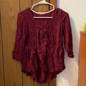 Maroon tie long sleeve